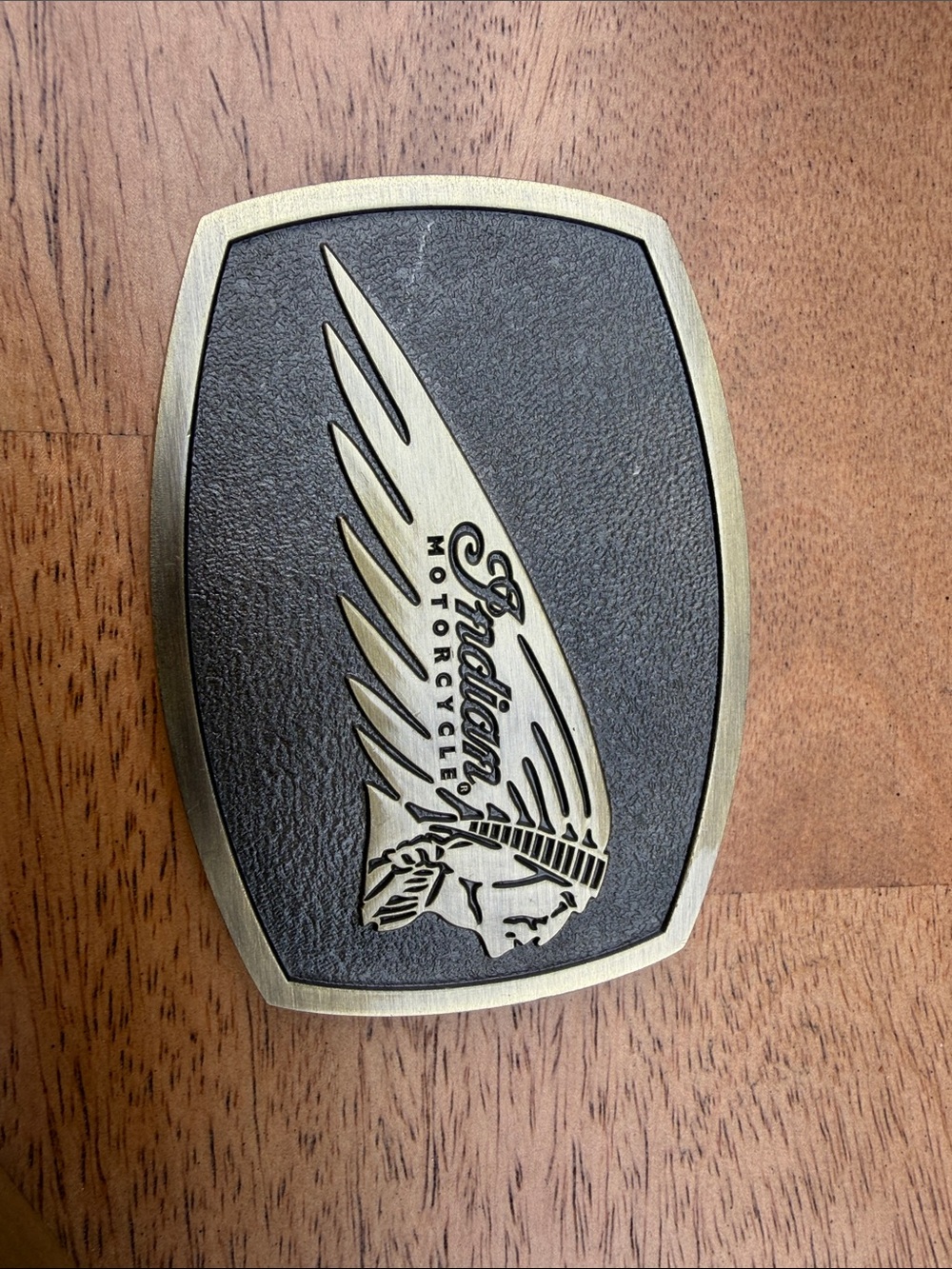 Indian Motorcycle Black and Brass Belt Buckle
